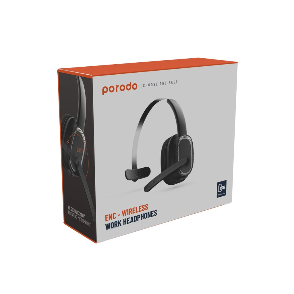 سماعة رأس احادية مع مايكروفون من بورودو - اسود | Porodo Mono Headphone with Microphone - Black