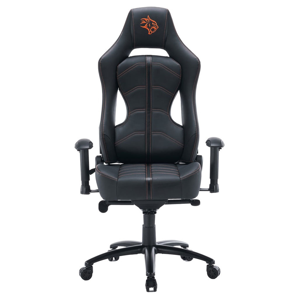 كرسي العاب بريدتور برو مع مسند ووسادة ومساند اذرع 2D - اسود/برتقالي | Porodo Gaming Predator Pro Chair with Molded Backrest & Seat and 2D Armrests – Black/Orange
