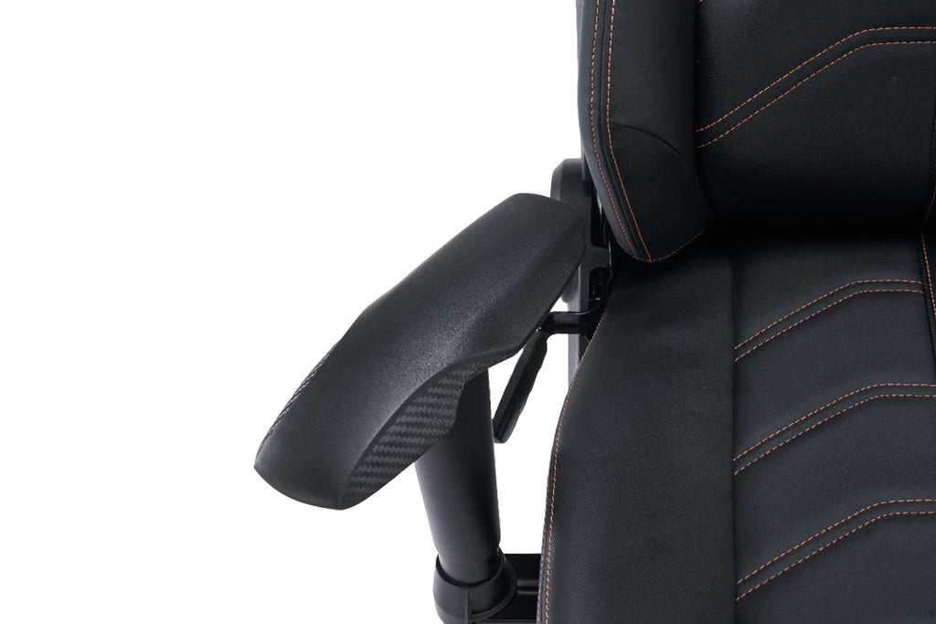 كرسي العاب بريدتور برو مع مسند ووسادة ومساند اذرع 2D - اسود/برتقالي | Porodo Gaming Predator Pro Chair with Molded Backrest & Seat and 2D Armrests – Black/Orange