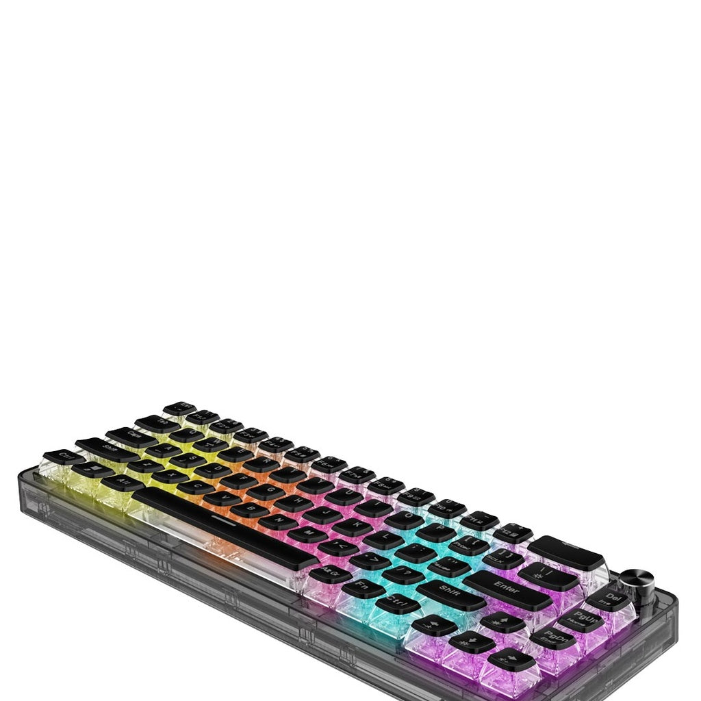لوحة مفاتيح ميكانيكية شفافة سلكية من بورودو مع مقبض المنيوم دوار | Porodo Transparent Wired Real Mechanical Keyboard with Aluminium Rotary Knob