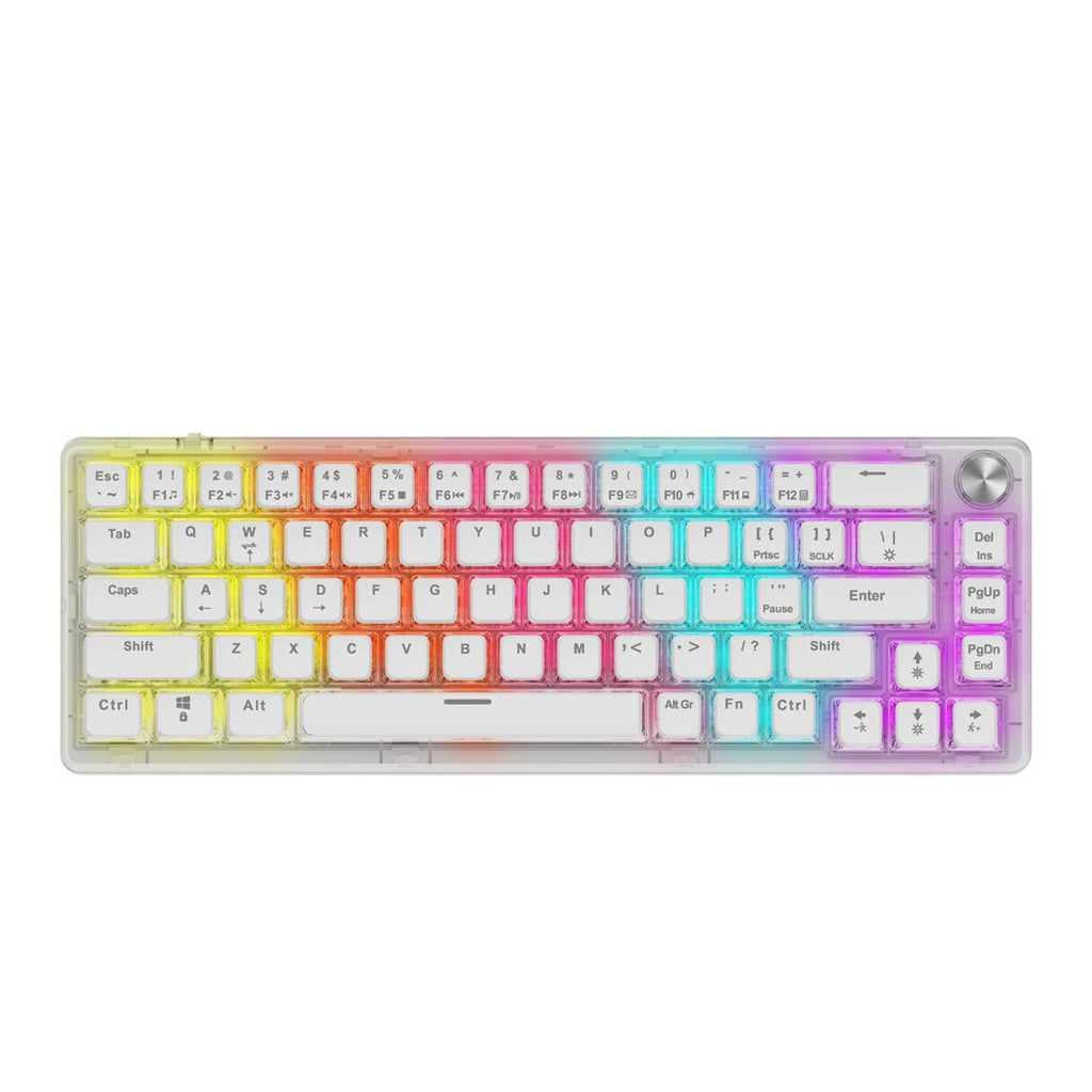 لوحة مفاتيح ميكانيكية شفافة سلكية من بورودو مع مقبض المنيوم دوار | Porodo Transparent Wired Real Mechanical Keyboard with Aluminium Rotary Knob