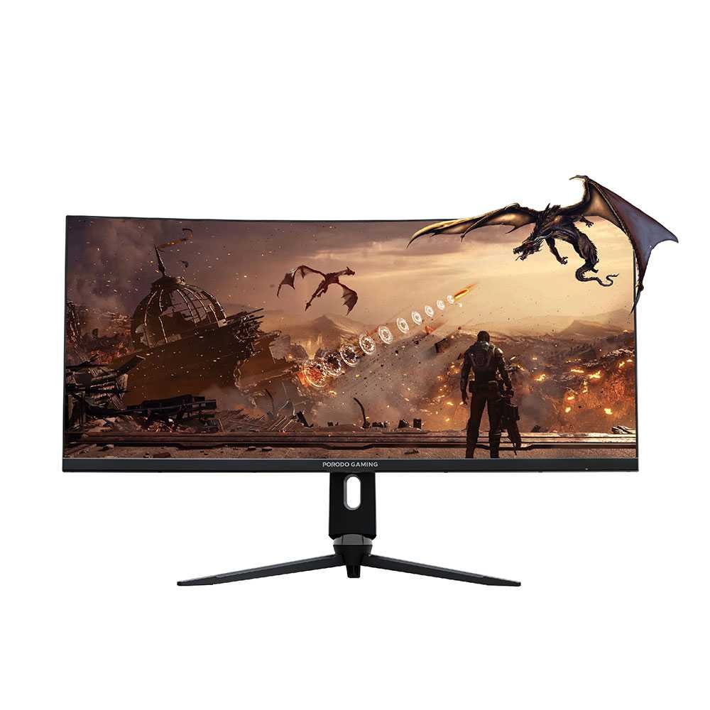 شاشة العاب منحنية الترا وايد 34 بوصة من بورودو جيمنج بمعدل تحديث 144Hz - اسود | Porodo Gaming Ultra Wide Curved Gaming Monitor 34" 144Hz – Black
