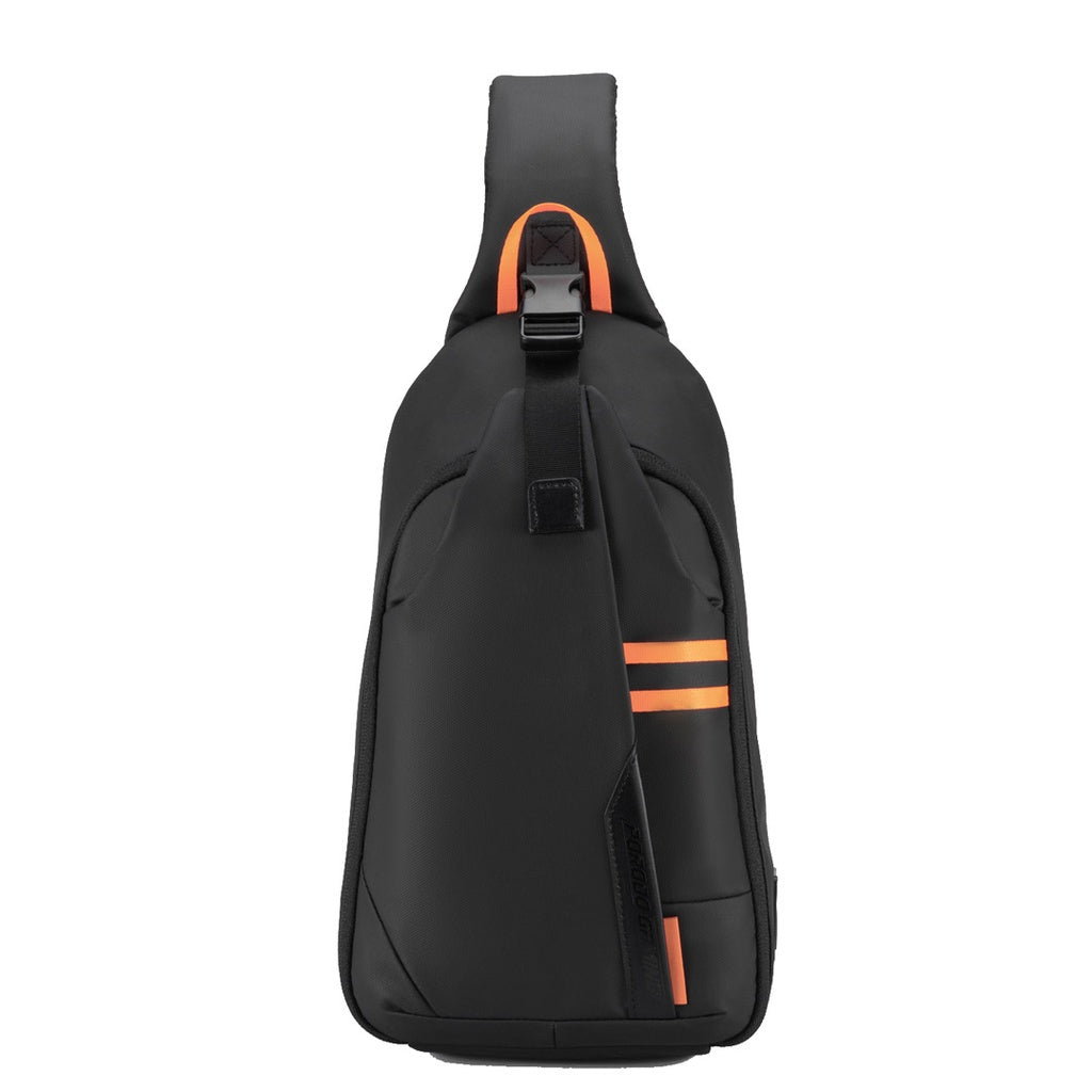 شنطة كتف مقاومة للماء مع منفذ شحن تايب سي من بورودو جيمنج - اسود | Porodo Gaming Water-Resistant PU Sling Bag With USB-C Port - Black