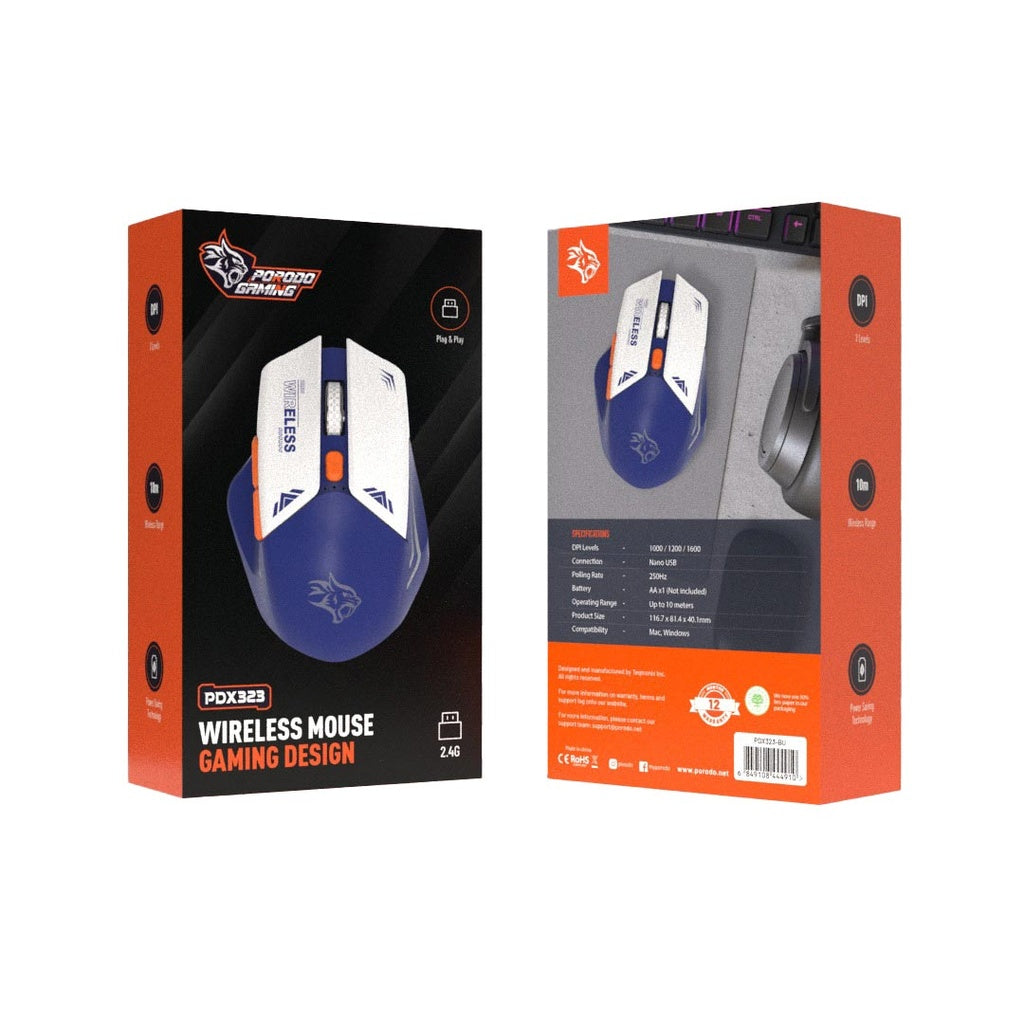 ماوس بورودو جيمنج اللاسلكي 2 في 1, معدل حساسية بدقة 1600 | Porodo Gaming 2-in-1 2.4G Wireless Mouse DPI 1600.