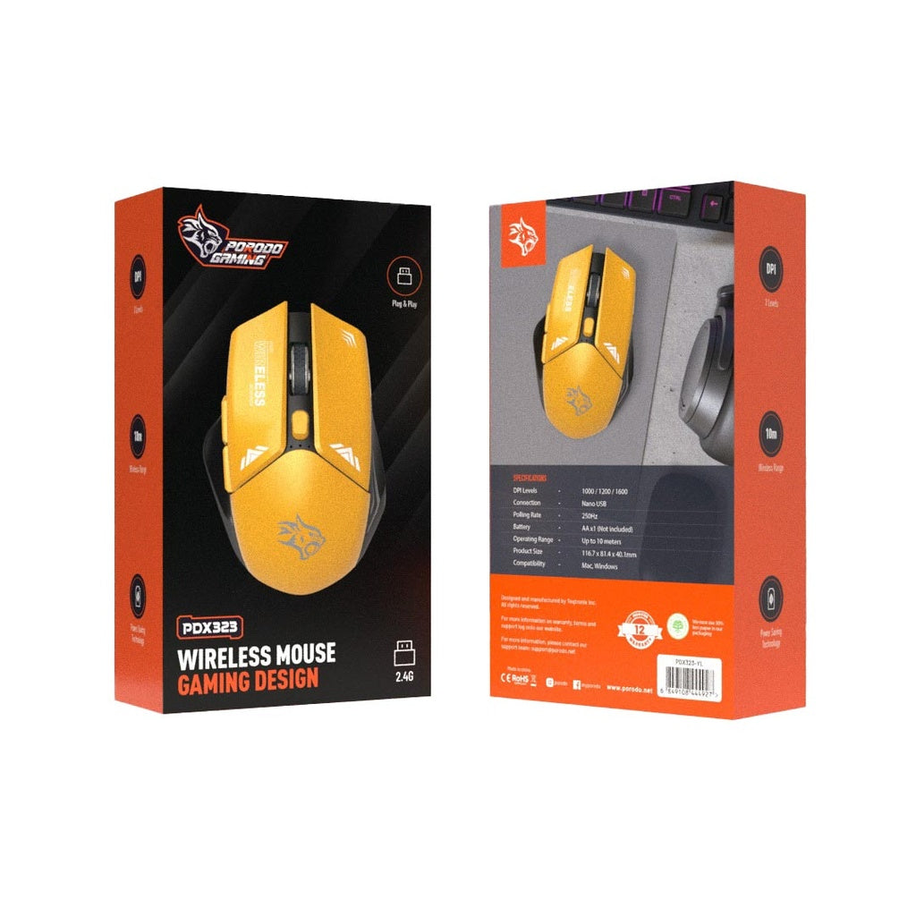 ماوس بورودو جيمنج اللاسلكي 2 في 1, معدل حساسية بدقة 1600 | Porodo Gaming 2-in-1 2.4G Wireless Mouse DPI 1600.