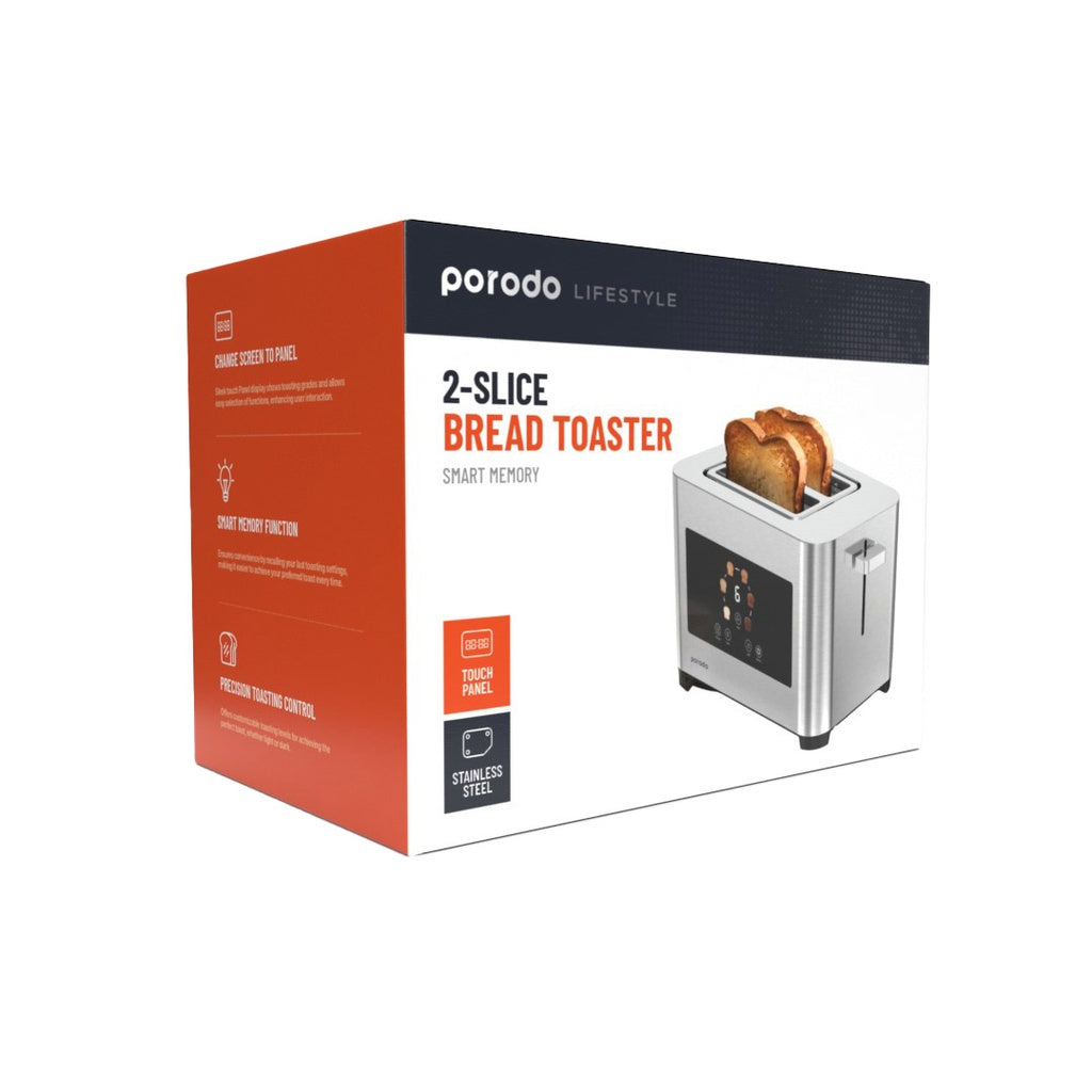 بورودو لايف ستايل محمصة خبز رقمية لشريحتين خبز بقدرة 850 واط - سلفر | Porodo Lifestyle 2-Slice Digital Pop-up Toaster 850W - Silver