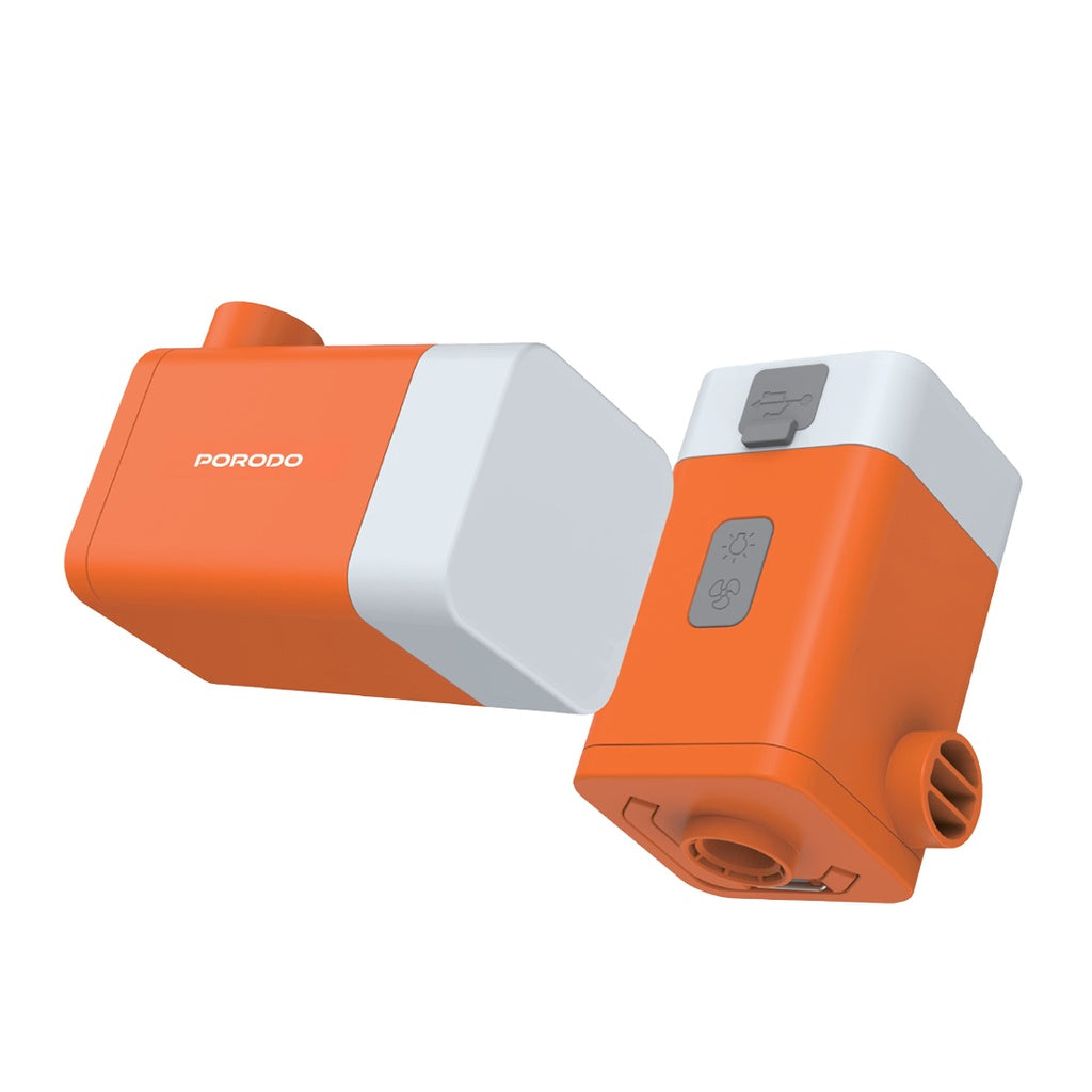 مضخة هواء للنفخ والتفريغ مع اضائة من بورودو لايف ستايل - برتقالي | Porodo Lifestyle Camping Inflate and Deflate Air Pump with Light - Orange
