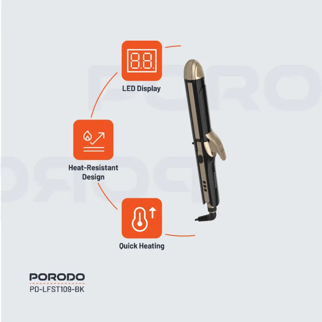 مكواة الشعر 4 في 1 من بورودو لايف ستايل - اسود | Porodo Lifestyle 4 Style Hair Iron - Black