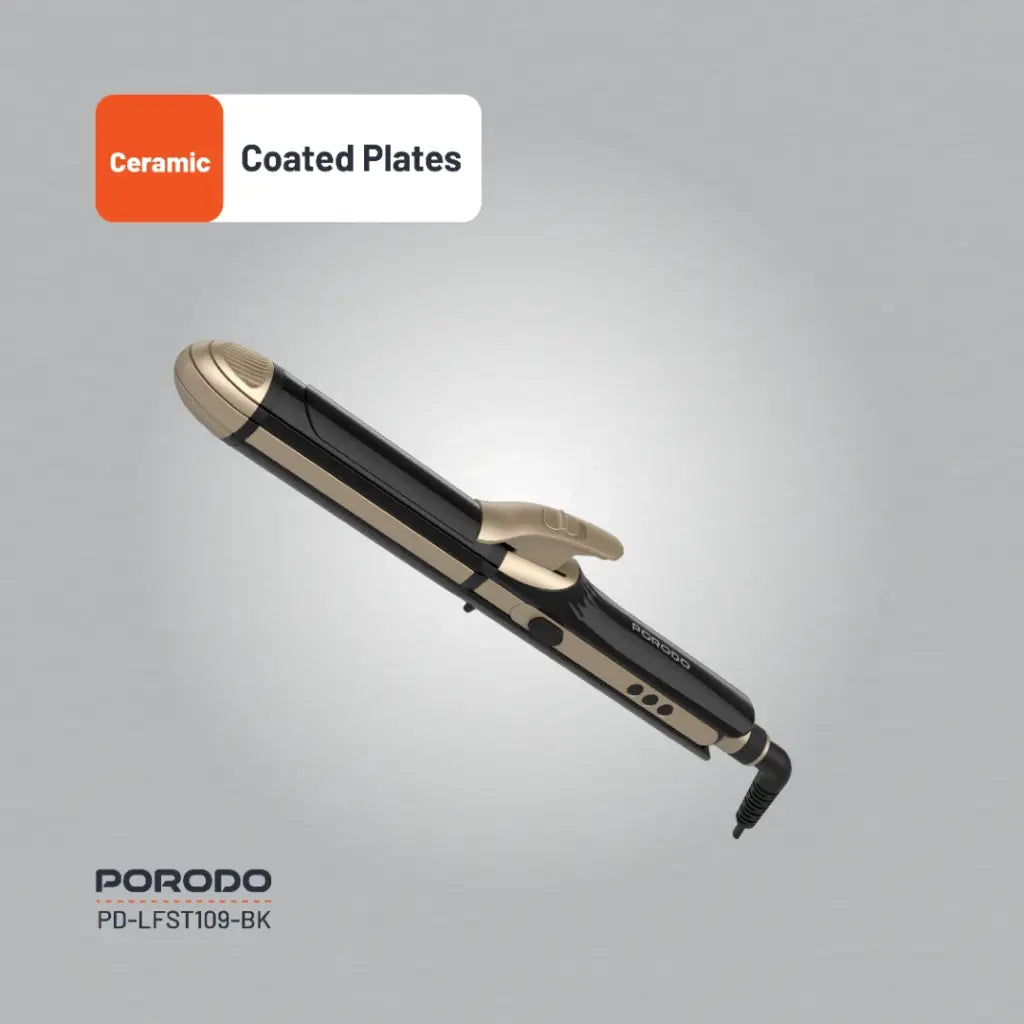 مكواة الشعر 4 في 1 من بورودو لايف ستايل - اسود | Porodo Lifestyle 4 Style Hair Iron - Black