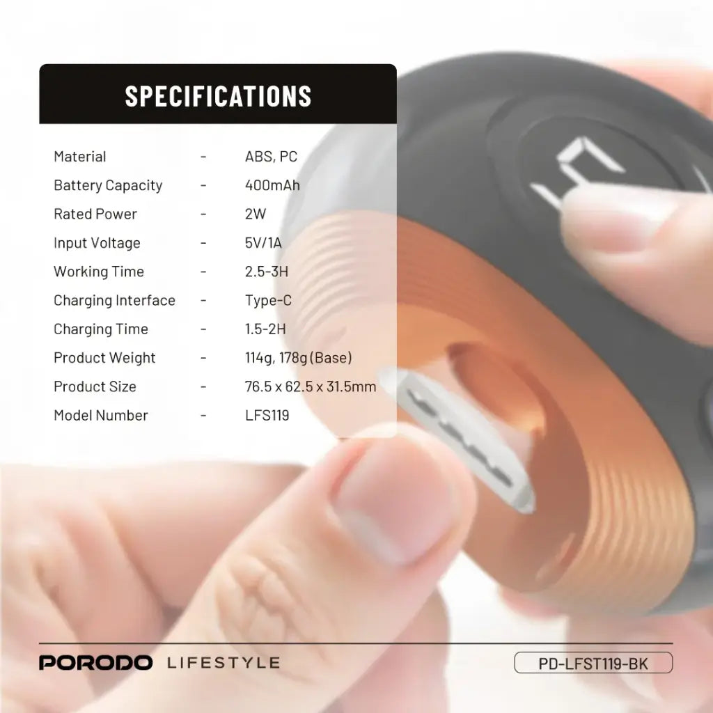 مجموعة بورودو لايف ستايل للعناية المتكاملة بالاظافر - اسود | Porodo Lifestyle All-In-One Nail Trimmer Set - Black