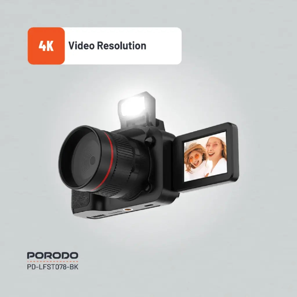 كاميرا بورودو لايف ستايل الصغيرة مع بطاقة ذاكرة بسعة 64GB - اسود | Porodo Lifestyle Mini Camera with 64GB Memory Card – Black
