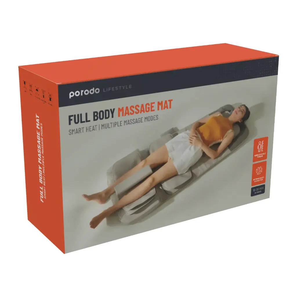 مرتبة مساج شاملة للجسم مع حرارة ذكية من بورودو لايف ستايل - رمادي | Porodo Lifestyle Full Body Massage Mat with Smart Heat – Grey