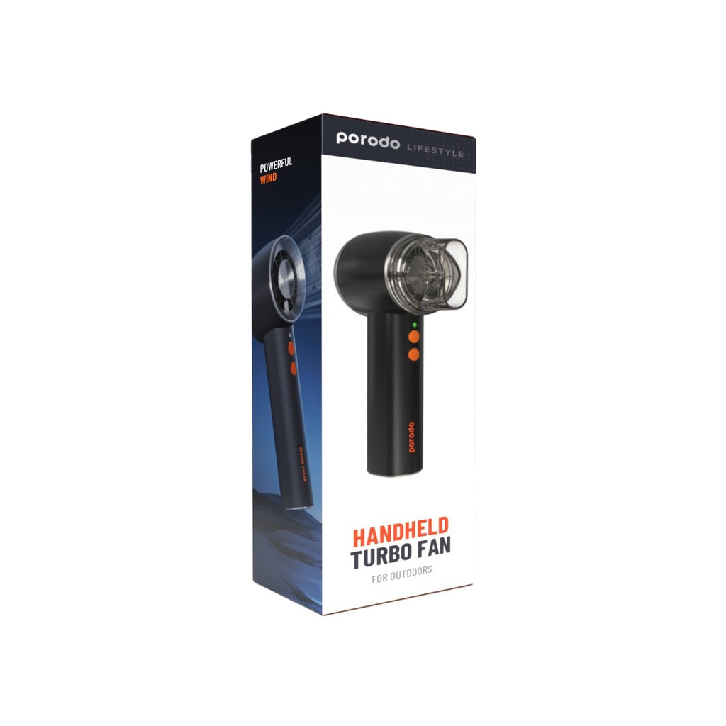 بورودو لايف ستايل مروحة يدوية توربو للاستخدام الخارجي - اسود | Porodo Lifestyle Handheld Turbo Fan For Outdoors – Black.
