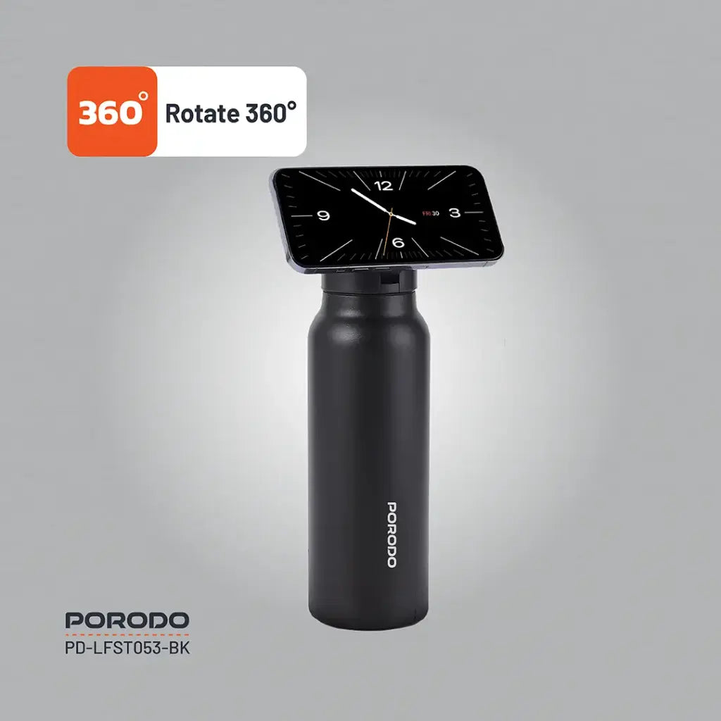 قارورة ماء بخاصية ماج سيف من بورودو لايف ستايل - اسود | Porodo Lifestyle Magsafe Bottle - Black.