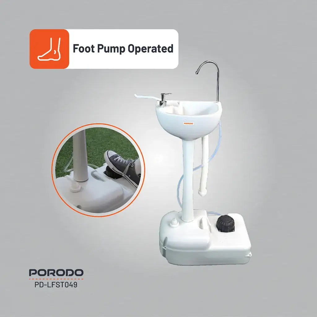 مغسلة محمولة بسعة 17 لتر من بورودو لايف ستايل مع قمع قابل للطي | Porodo Lifestyle Portable Handwash Sink 17L with Folding Funnel