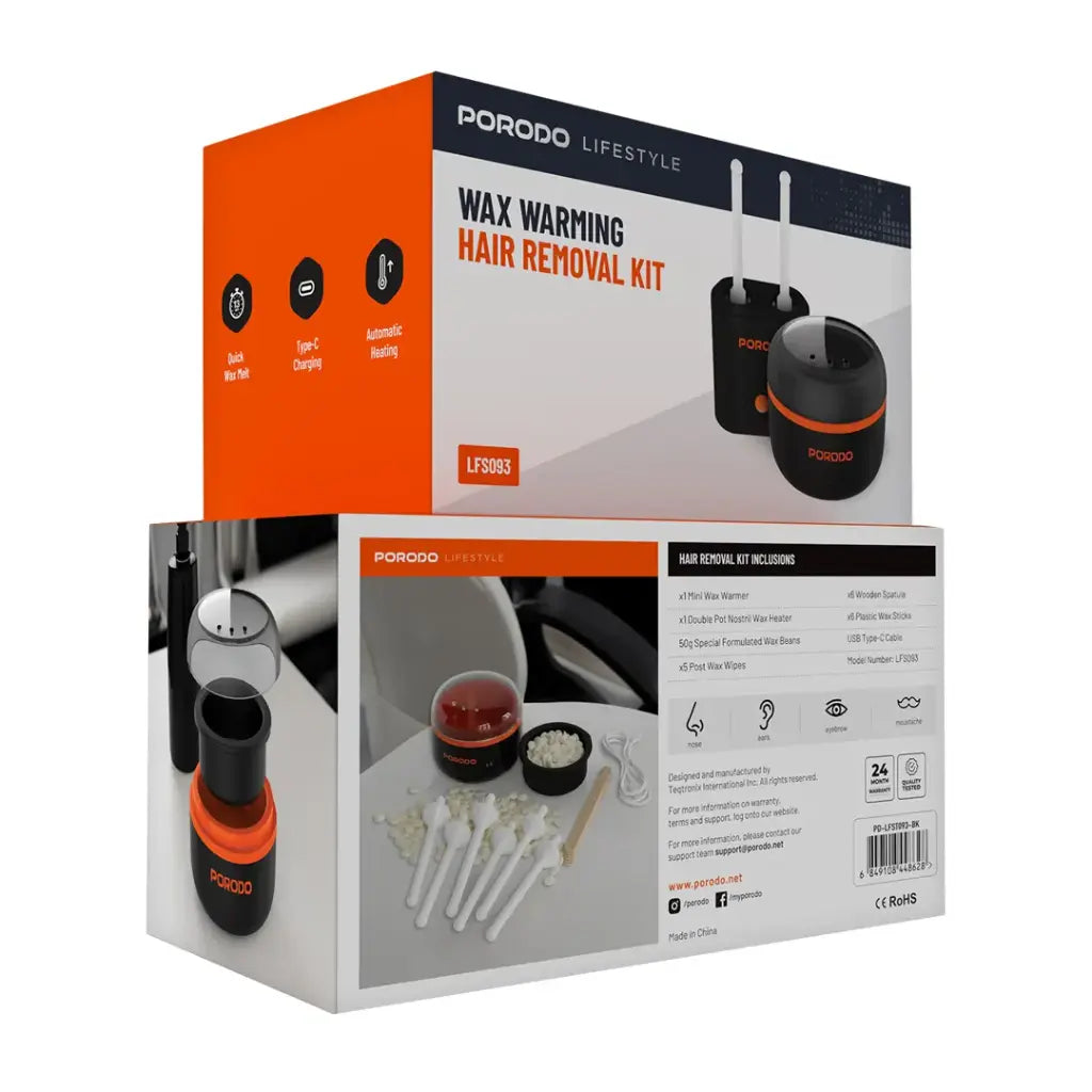 جهاز تسخين شمع صغير مع عدة ازالة الشعر من بورودو لايف ستايل | Porodo Lifestyle Mini Wax Heater & Hair Removal Kit