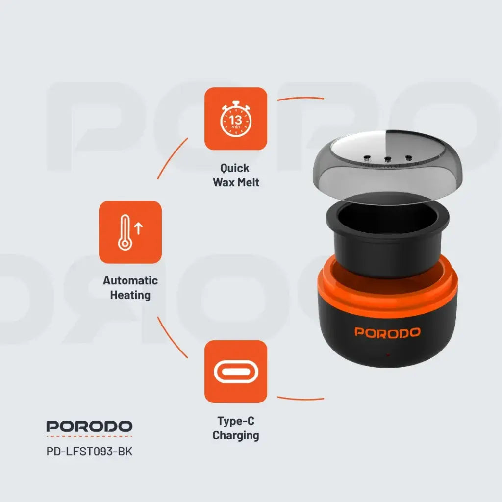 جهاز تسخين شمع صغير مع عدة ازالة الشعر من بورودو لايف ستايل | Porodo Lifestyle Mini Wax Heater & Hair Removal Kit