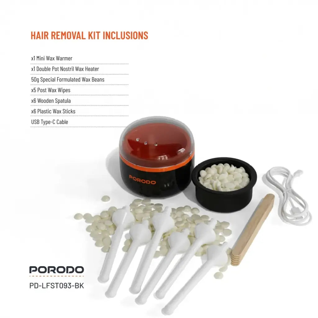 جهاز تسخين شمع صغير مع عدة ازالة الشعر من بورودو لايف ستايل | Porodo Lifestyle Mini Wax Heater & Hair Removal Kit