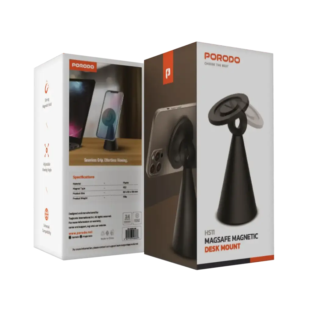 حامل جوال بورودو ماج سيف مغناطيسي قابل للتعديل - اسود | Porodo MagSafe Adjustable Mobile Phone Holder – Black