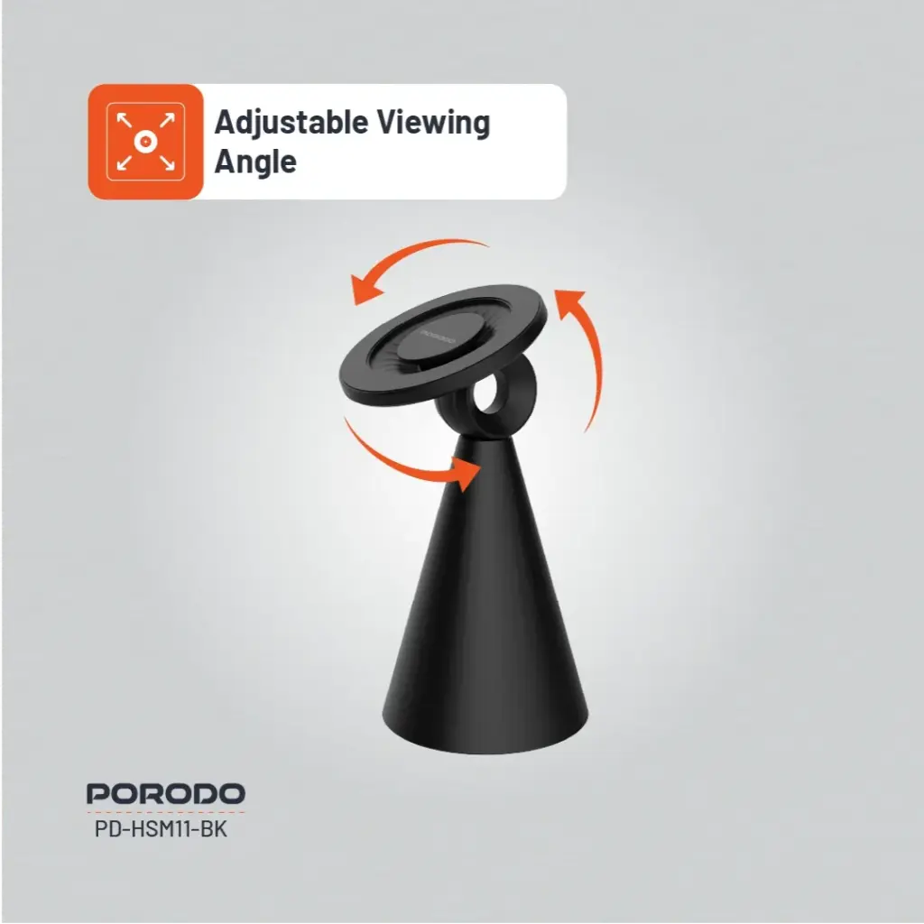 حامل جوال بورودو ماج سيف مغناطيسي قابل للتعديل - اسود | Porodo MagSafe Adjustable Mobile Phone Holder – Black