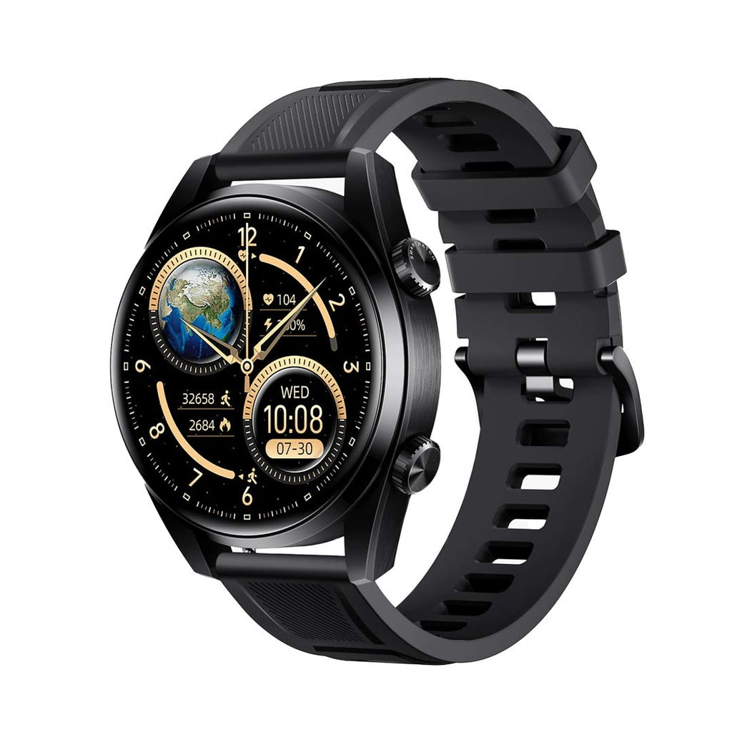 بورودو نيبولا ساعة ذكية باطار اسود وسوار سيليكون اسود | Porodo Nebula Smart Watch Black Dial with Black Silicone Band.