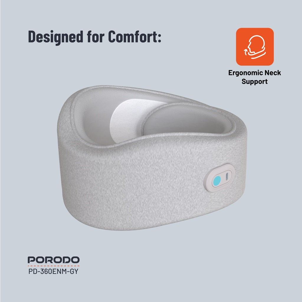 وسادة تدليك للرقبة من بورودو مع ضغط حراري - رمادي | Porodo Neck Pillow Massager with Hot Compress - Gray