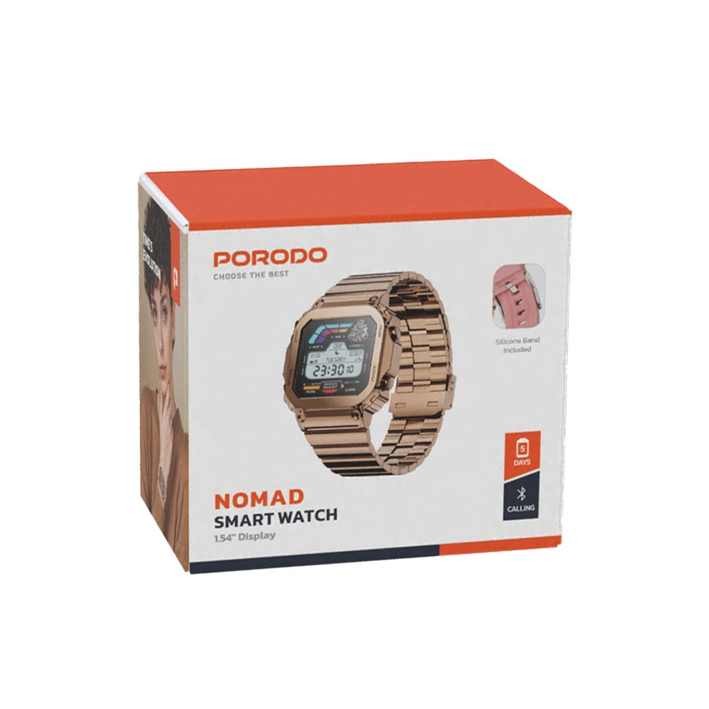 بورودو ساعة ذكية بطابع كلاسيكي مع سوار معدني و سوار سيليكون | Porodo Vintage Smart Watch With Metal Strap & Silicon Strap