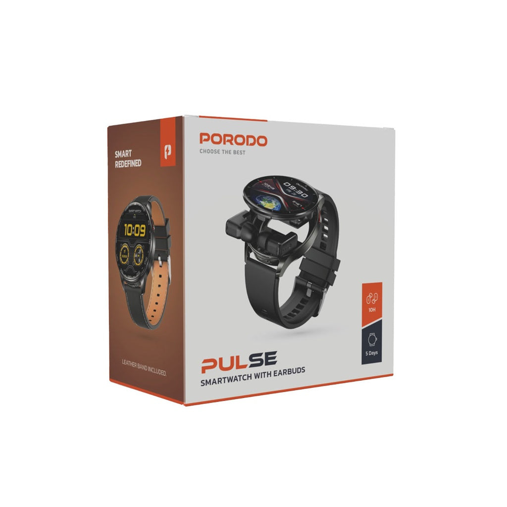 ساعة ذكية مع سماعات اذن من بورودو بالس | Porodo Pulse Smart Watch with Earbuds.