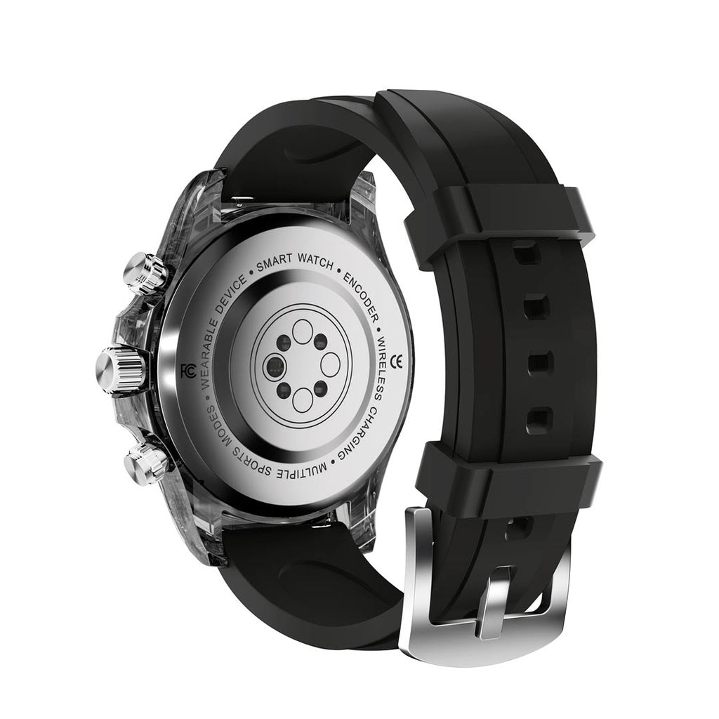 بورودو رايتونا ساعة ذكية مع سير سيليكون وسير معدني - اسود | Porodo RAYTONA Smart Watch With Silicone And Metal Strap - Black.