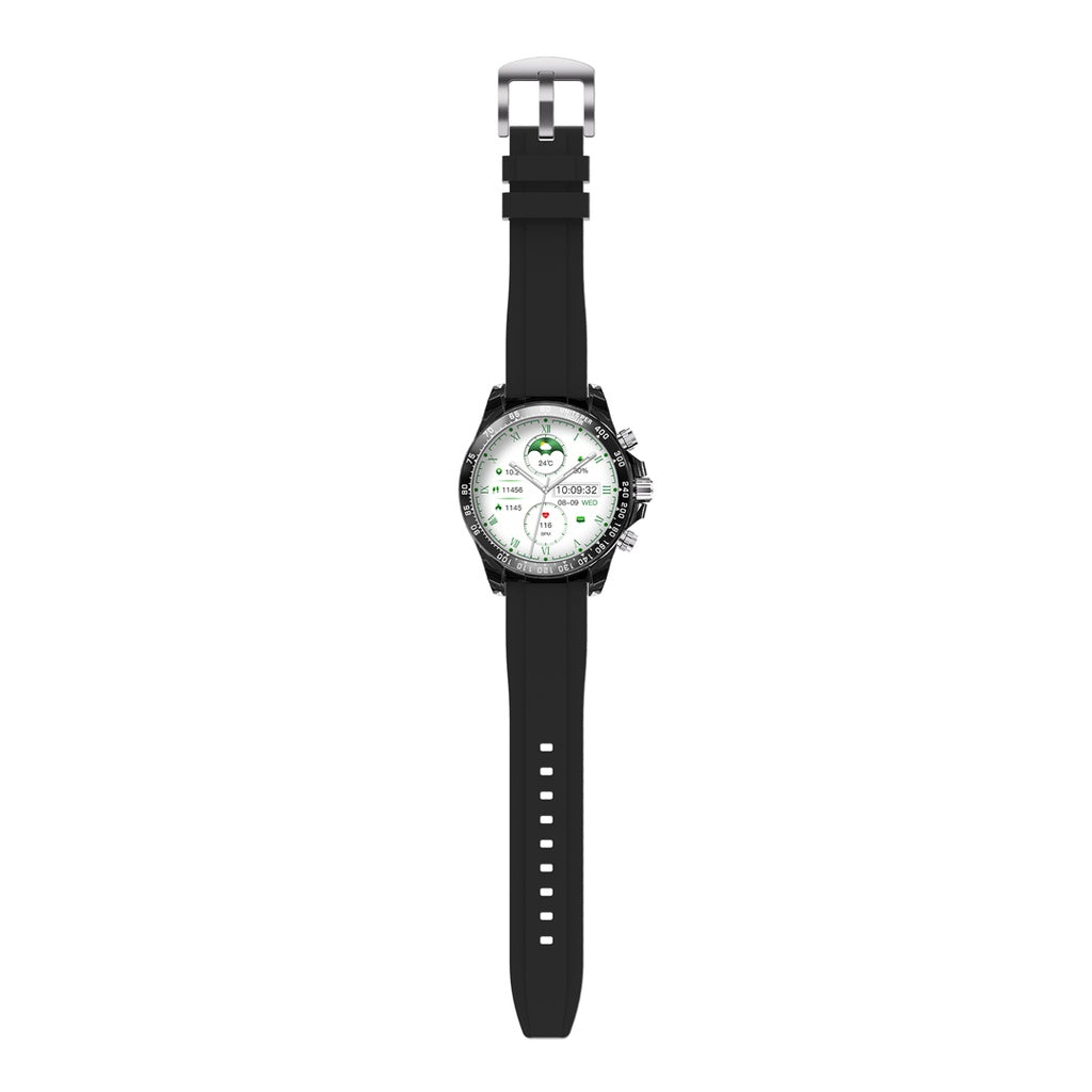 بورودو رايتونا ساعة ذكية مع سير سيليكون وسير معدني - اسود | Porodo RAYTONA Smart Watch With Silicone And Metal Strap - Black.
