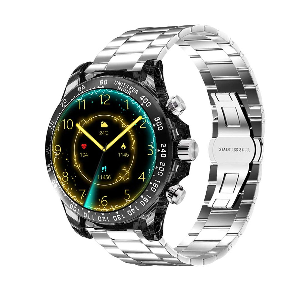 بورودو رايتونا ساعة ذكية مع سير سيليكون وسير معدني - اسود | Porodo RAYTONA Smart Watch With Silicone And Metal Strap - Black.