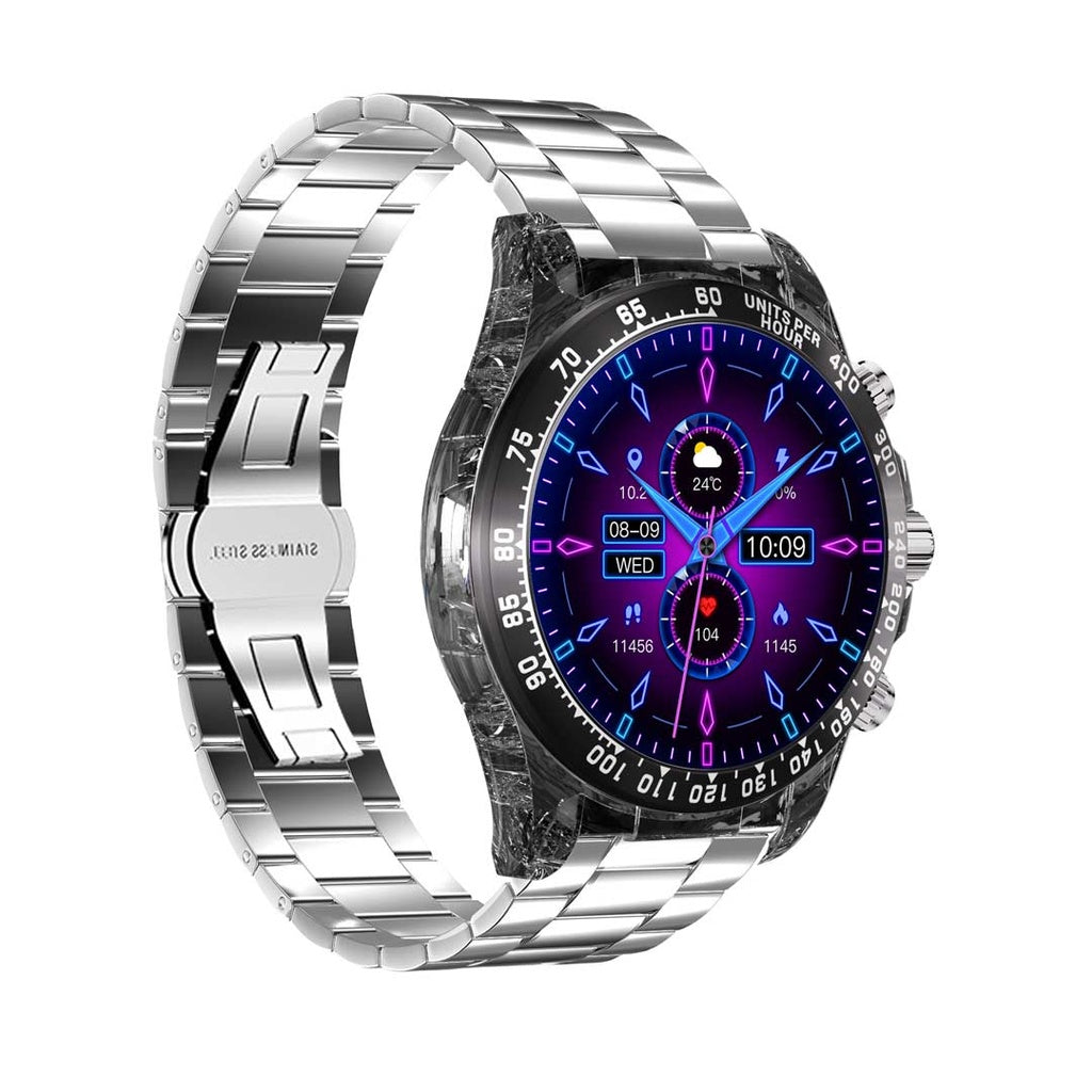 بورودو رايتونا ساعة ذكية مع سير سيليكون وسير معدني - اسود | Porodo RAYTONA Smart Watch With Silicone And Metal Strap - Black.