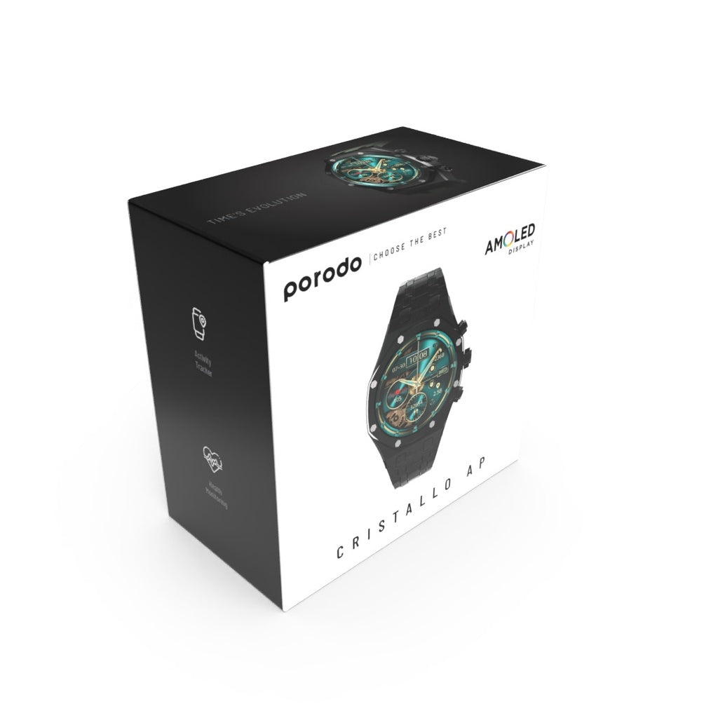 ساعة بورودو كريستالو AP الذكية بوجه ازرق | Porodo CristalloAP Smart Watch Blue Dial