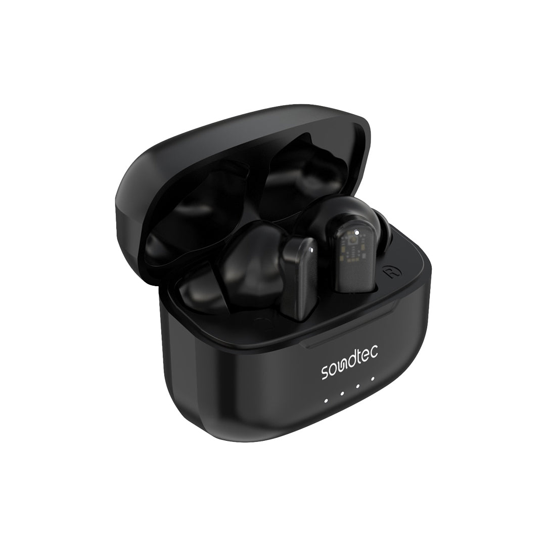 سماعة بورودو ساوندتيك الشفافة TWS بعزل ضوضاء ANC و ENC, تشغيل حتى 7 ساعات | Porodo Soundtec ANC & ENC TWS Earphone with Transparent Earbuds, 7H Playtime.