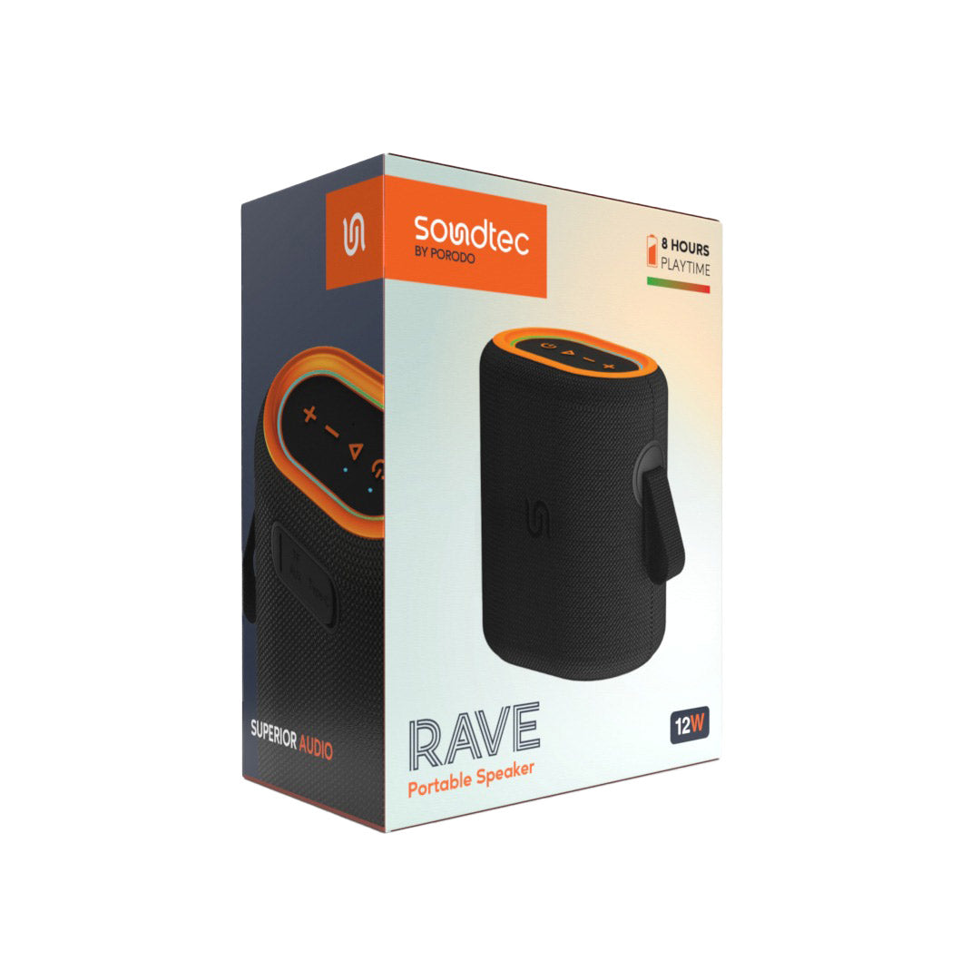 سبيكر بورودو ساوندتيك TWS بقوة 12 واط - اسود | Porodo Soundtec TWS Speaker 12W - Black.