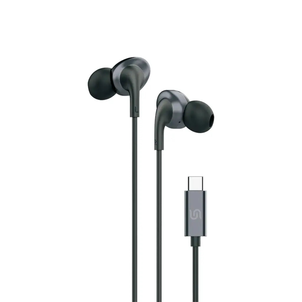 بورودو ساوندتيك سماعات معدنية سلكية 10 ملم بمنفذ يو اس بي سي - اسود | Porodo Soundtec Metal Earphones 10mm Type-C - Black