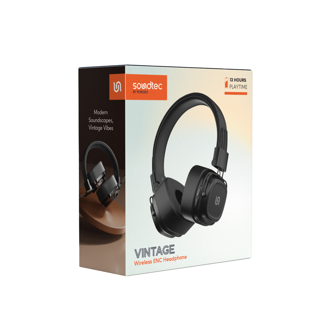 سماعة بورودو ساوندتيك اللاسلكية بتصميم كلاسيكي | Porodo Soundtec Vintage Headphone