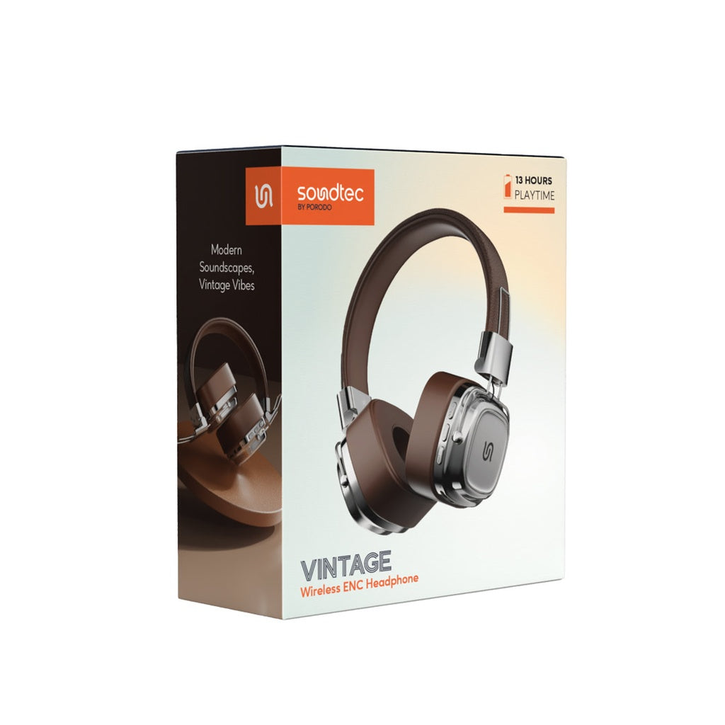 سماعة بورودو ساوندتيك اللاسلكية بتصميم كلاسيكي | Porodo Soundtec Vintage Headphone