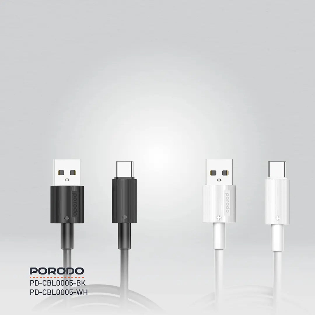كيبل بورودو يو اس بي اي الى يو اس بي سي بطول 3 متر, شحن سريع | Porodo USB-A to USB-C Durable Charging Cable 3M.