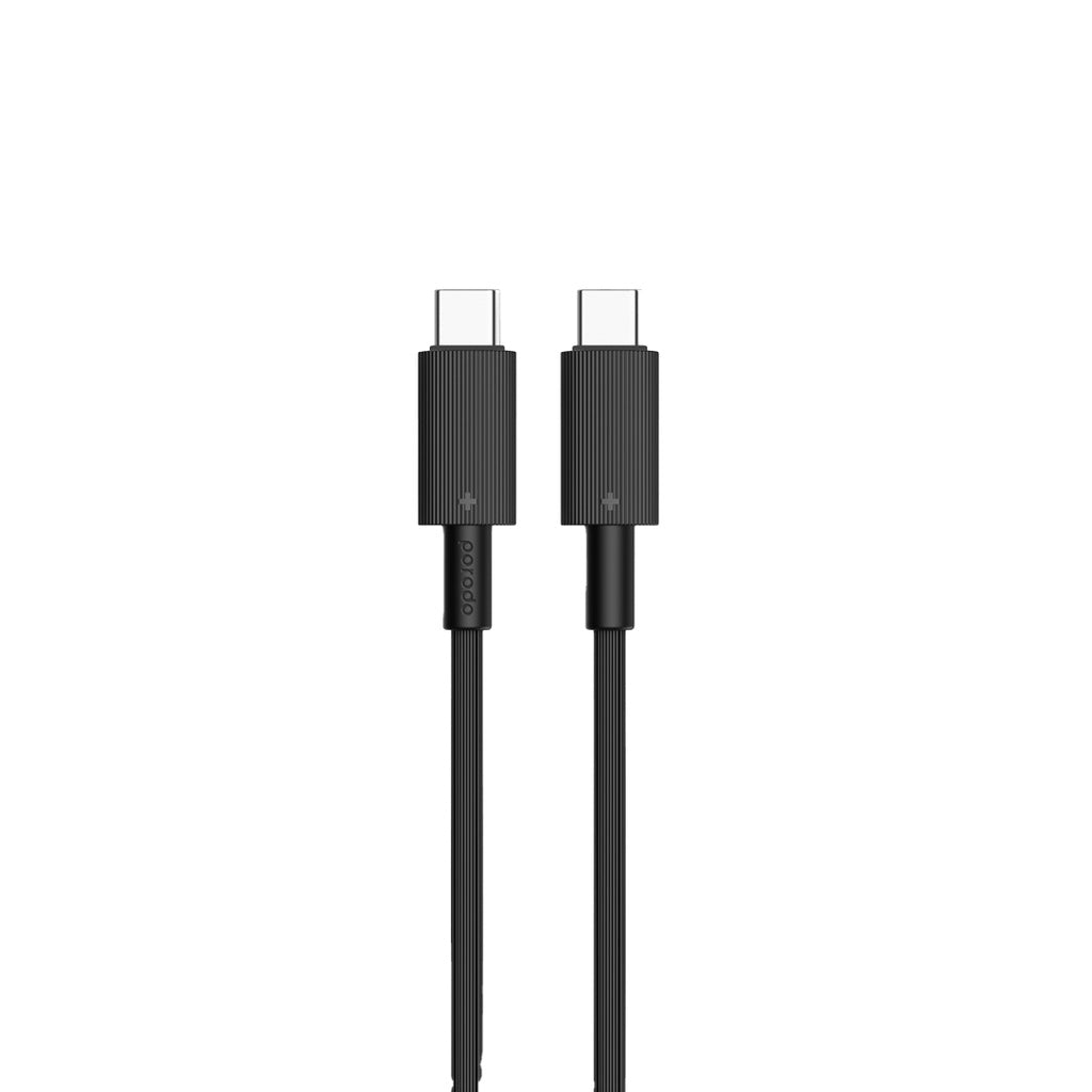 بورودو شاحن حائط بقدرة شحن سريع 20 واط مع كيبل يو اس بي سي الى يو اس بي سي - اسود | Porodo PD20W UK Charger with Type-C to C Cable - Black.