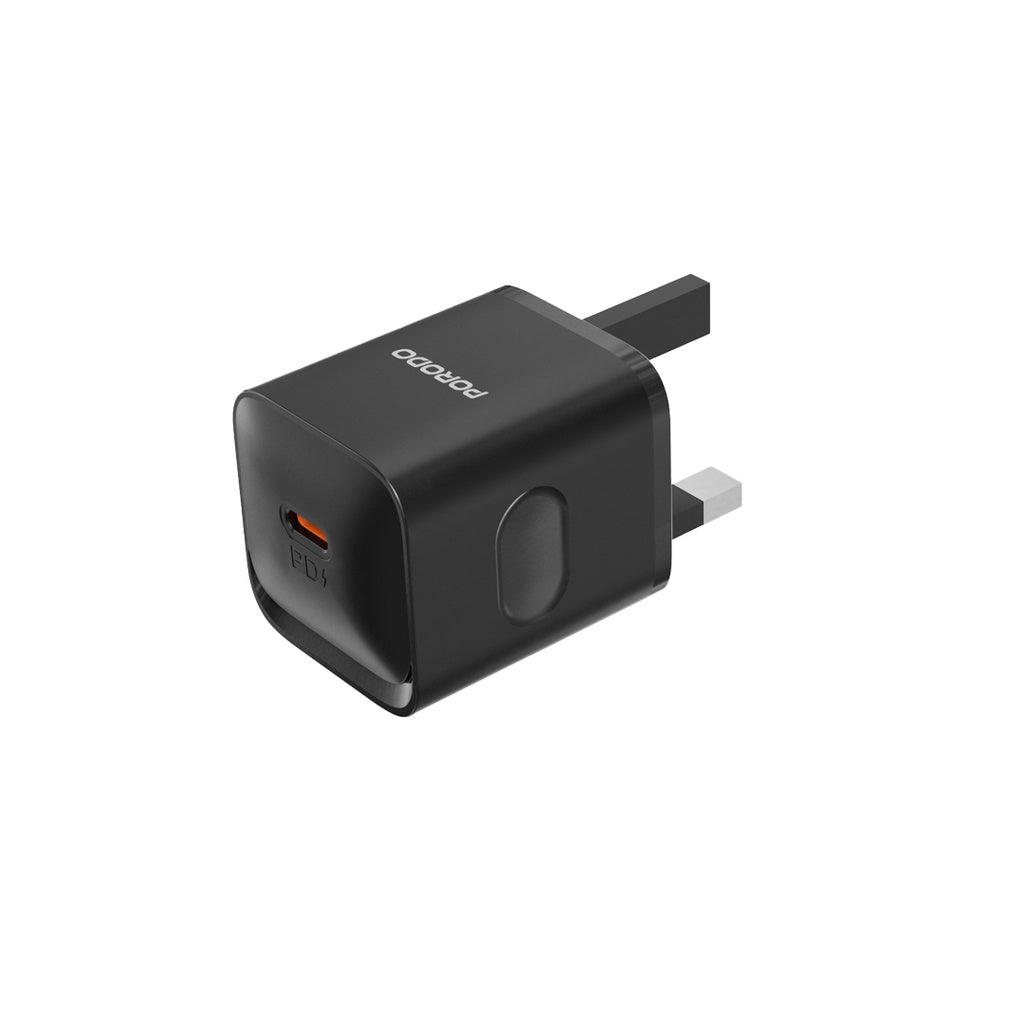 بورودو شاحن سريع 20 واط بمنفذ يو اس بي سي - اسود | Porodo PD20W UK Charger - Black
