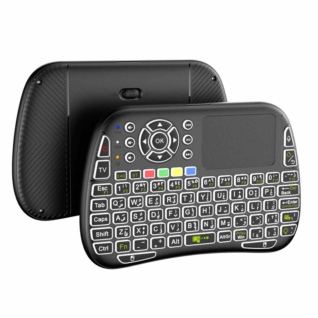 لوحة مفاتيح بورودو اللاسلكية المدمجة مع لوحة لمس واضائة RGB - اسود | Porodo Mini Wireless Keyboard Touch Combo with RGB Light – Black.