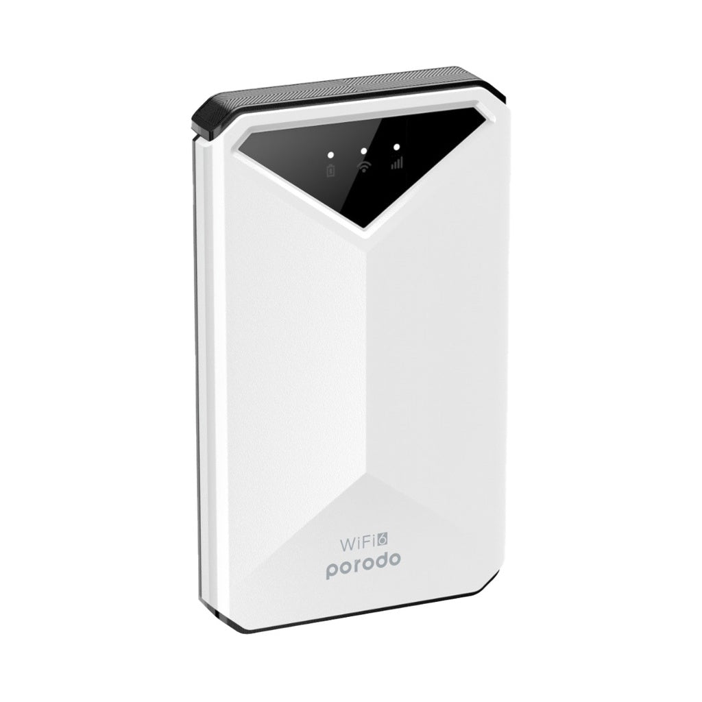راوتر بورودو MiFi محمول 3G/4G CAT4 V2 بدون شاشة - ابيض | Porodo Portable MiFi 3G/4G Router CAT4 V2 without Display - White