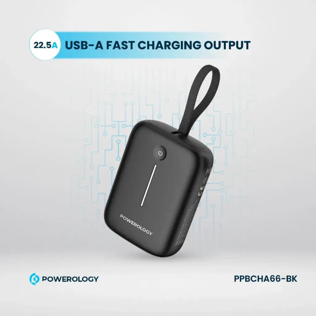 باور بانك باورولوجي 10000mAh بمنفذ يو اس بي سي و يو اس بي اي, بقدرة 20 واط - ابيض | Powerology PD20W 10000mAh Power Bank Type-C Port and USB-A Port – White.