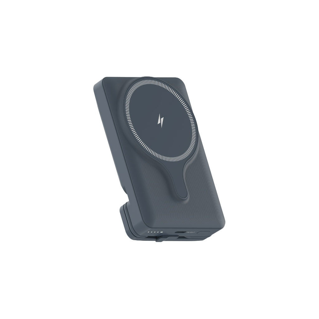 حامل هاتف للسيارة من باورولوجي مع شاحن لاسلكي مغناطيسي بقدرة 15 واط, وباور بانك 5000mAh | Powerology Car Mount with Magnetic Wireless Charger & 5000mAh Power Bank – 15W MagSafe Charging.
