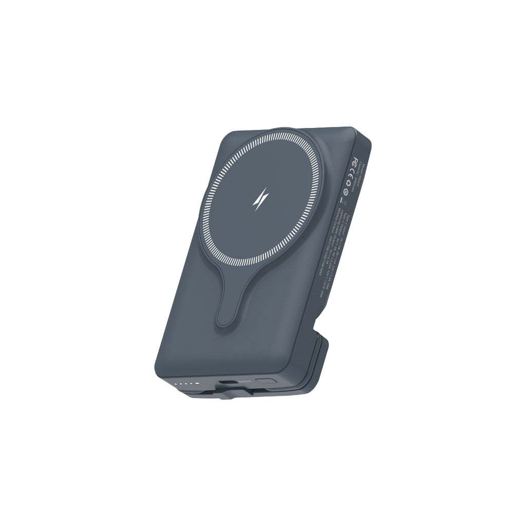 حامل هاتف للسيارة من باورولوجي مع شاحن لاسلكي مغناطيسي بقدرة 15 واط, وباور بانك 5000mAh | Powerology Car Mount with Magnetic Wireless Charger & 5000mAh Power Bank – 15W MagSafe Charging.