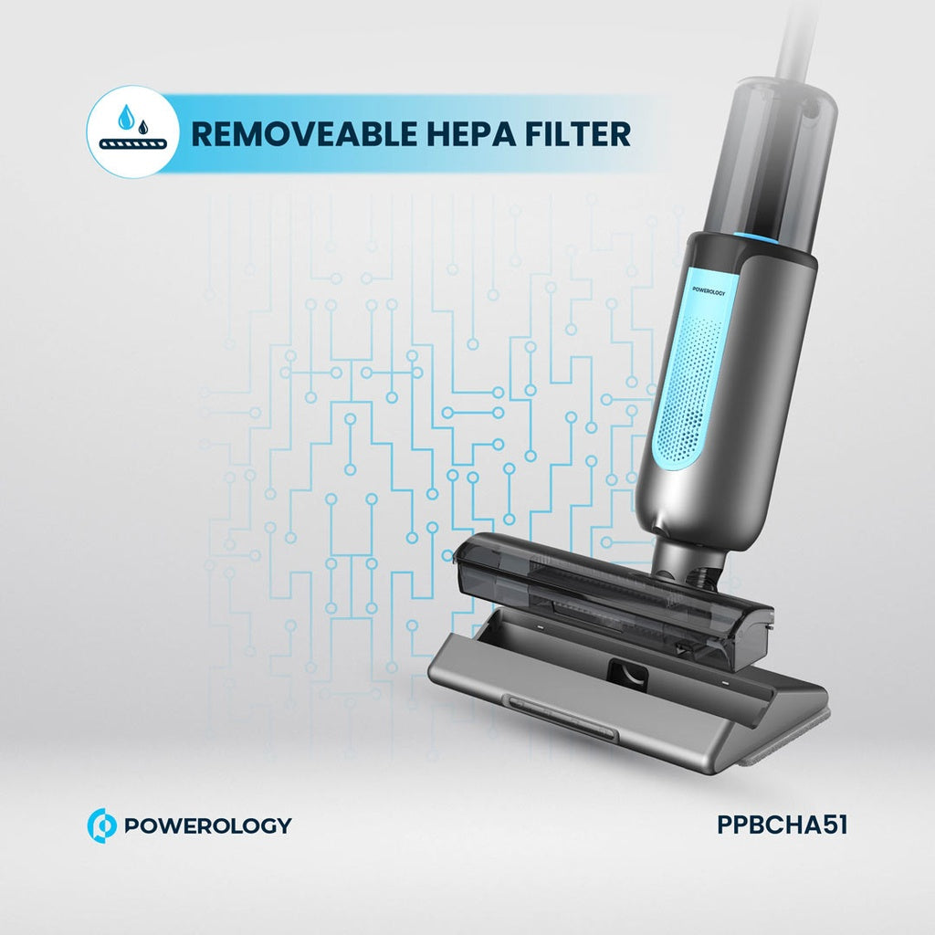 مكنسة باورولوجي اللاسلكية مع وظيفة المسح 2 في 1 - اسود | Powerology 2in1 Cordless Vacuum Cleaner with Mop - Black.