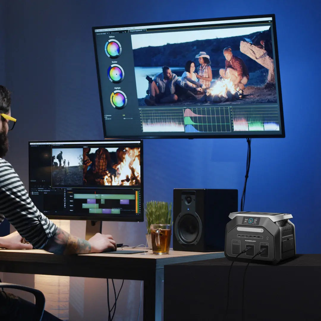 محطة طاقة باورولوجي المحمولة بقدرة 1800 واط وبسعة 1024 واط /ساعة - اسود | Powerology 1800W Portable Power Station with 1024Wh Capacity – Black