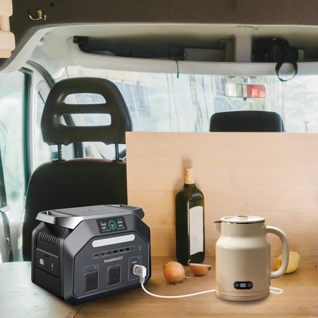 محطة طاقة باورولوجي المحمولة بقدرة 1800 واط وبسعة 1024 واط /ساعة - اسود | Powerology 1800W Portable Power Station with 1024Wh Capacity – Black