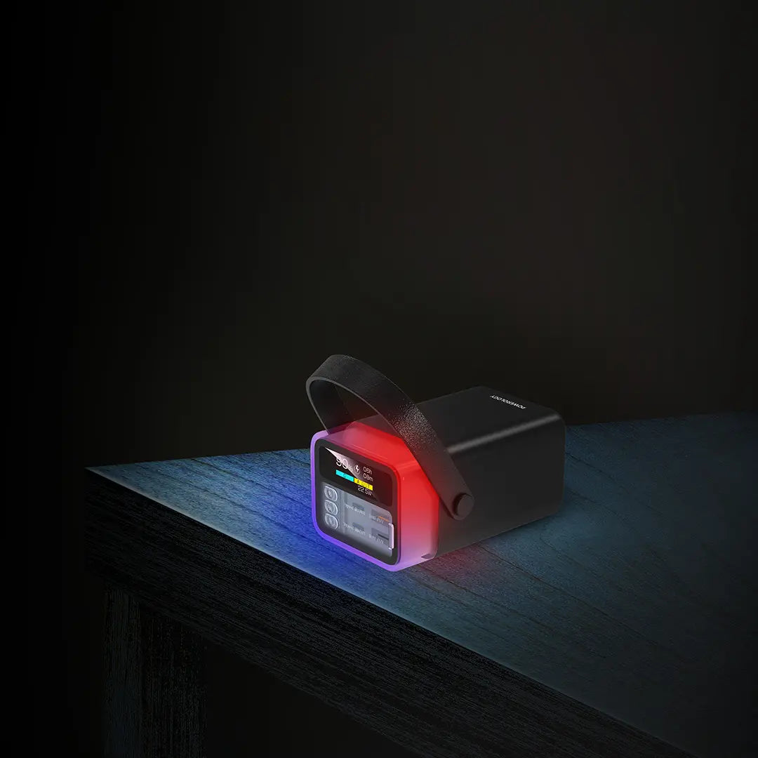 Bankeya Hêzê ya Powerology Halo Beam, 40,000mAh, 65W PD - Reş